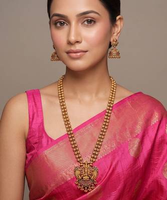 Gold plated multicolor temple necklace set 1
