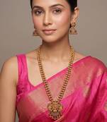 Gold plated multicolor temple necklace set