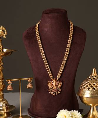 Gold plated multicolor temple necklace set 3