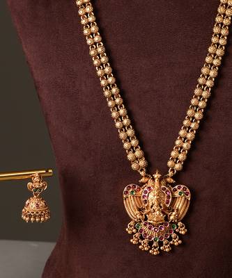 Gold plated multicolor temple necklace set 4