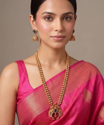 Gold plated green necklace set 1