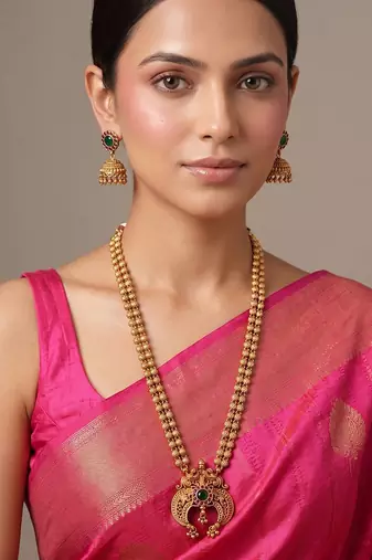 Gold plated green necklace set