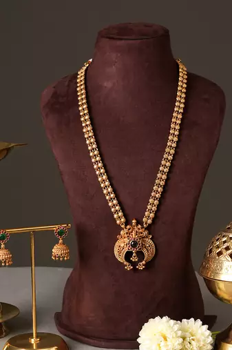 Gold plated green necklace set