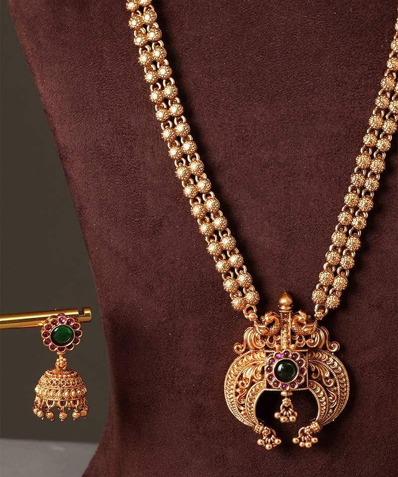 Gold plated green necklace set