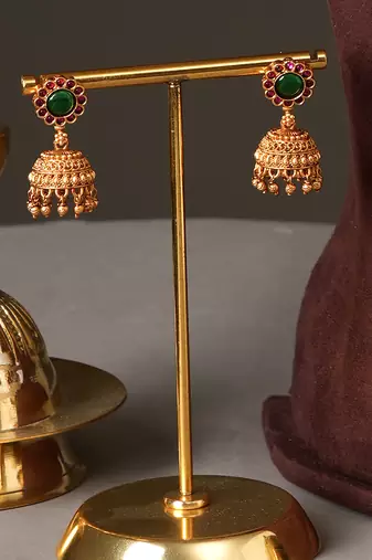 Gold plated green necklace set