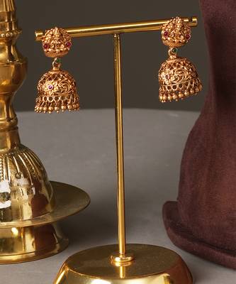 Gold plated lakshmi pendant temple necklace set 4