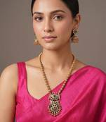 Gold plated green temple haar necklace set