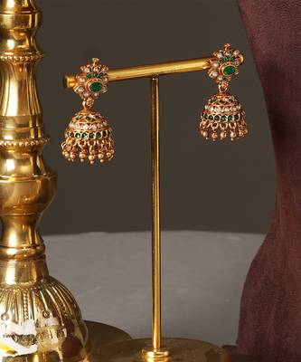 Gold plated green temple haar necklace set 4