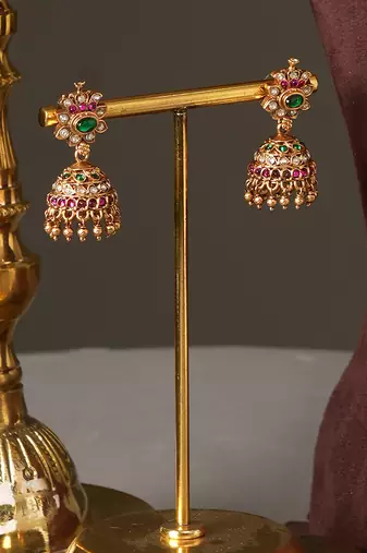Gold plated multicolor temple haar necklace set