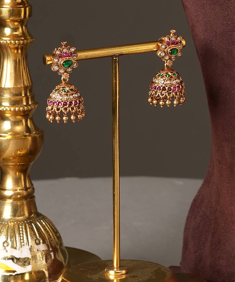 Gold plated multicolor temple haar necklace set
