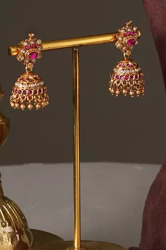 Gold plated ruby red temple haar necklace set