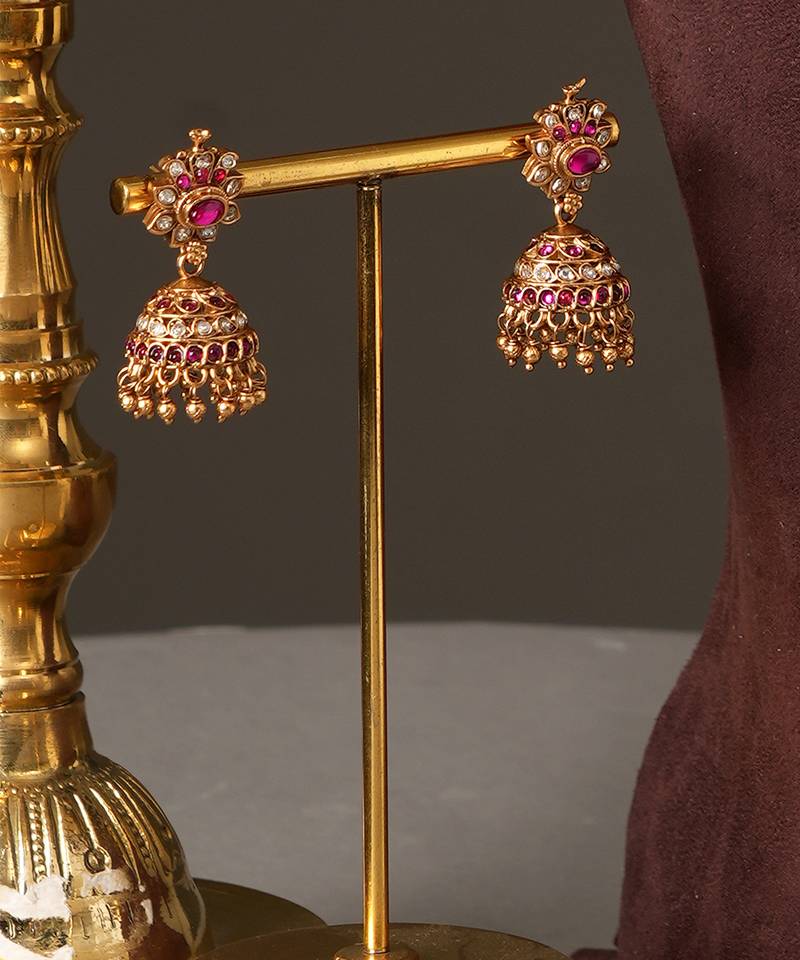 Gold plated ruby red temple haar necklace set