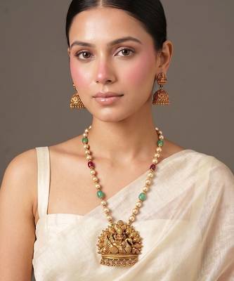 Gold plated temple haar necklace set 1