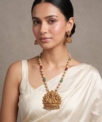 Gold plated temple haar necklace set 2