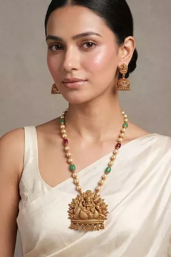 Gold plated temple haar necklace set