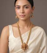Gold plated ganesh temple haar necklace set