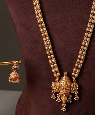 Gold plated ganesh temple haar necklace set 3