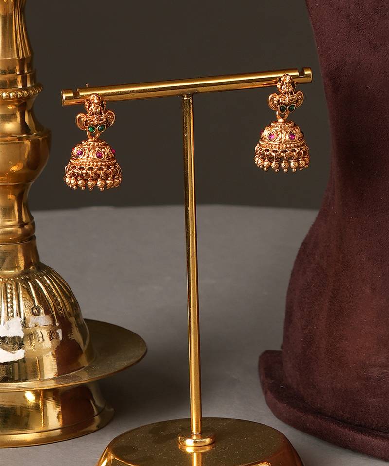 Gold plated ganesh temple haar necklace set