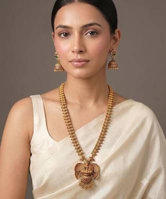 Gold plated garud heritage temple necklace set 1