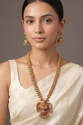 Gold plated garud heritage temple necklace set