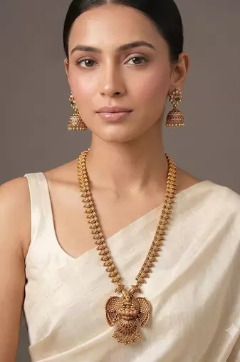 Gold plated garud heritage temple necklace set