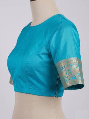 Yellow rama silk blend banarasi saree with unstitched blouse piece 8