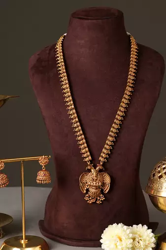 Gold plated garud heritage temple necklace set