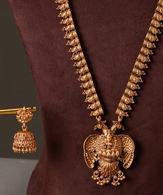 Gold plated garud heritage temple necklace set 3