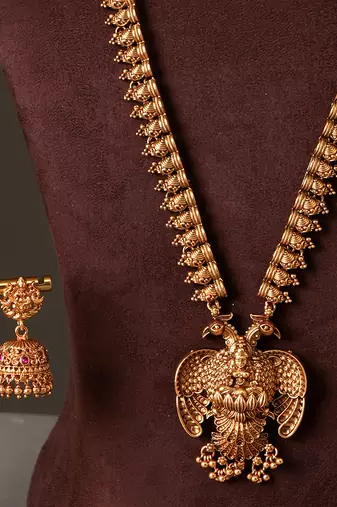 Gold plated garud heritage temple necklace set