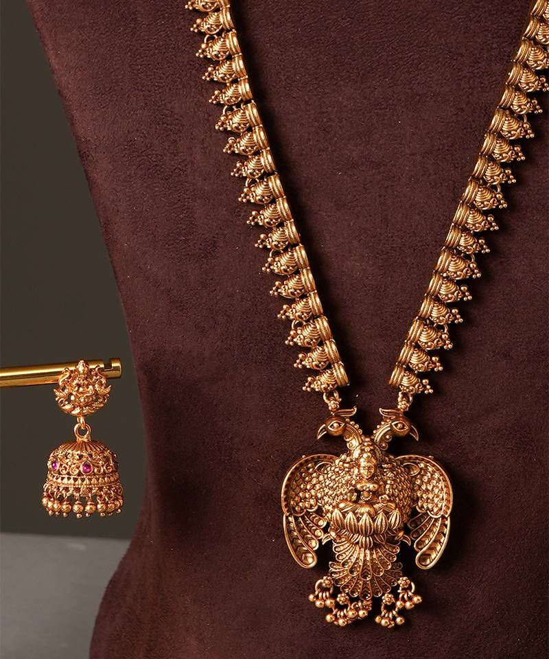 Gold plated garud heritage temple necklace set