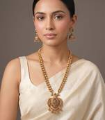 Gold plated multicolor garud temple haar necklace set