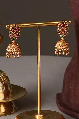 Gold plated multicolor garud temple haar necklace set