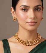 Antique gold plated temple choker necklace set