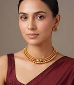 Antique gold plated temple choker necklace set