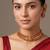 Gold plated ruby red lakshmi temple choker necklace set
