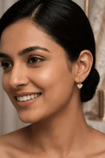 Dangling heart sparkle  gold plated hoop earring