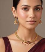 Gold plated green choker necklace set