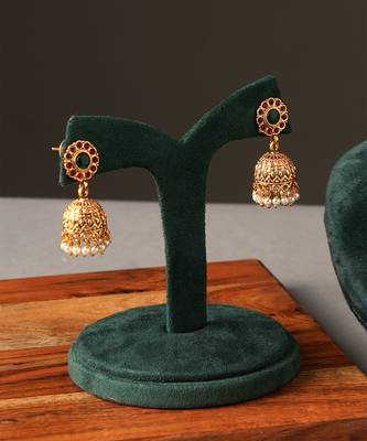 Gold plated green choker necklace set 4