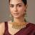 Gold plated green temple choker necklace set