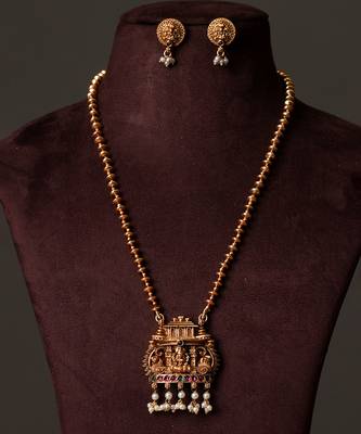 Gold plated divine long haar necklace set 2