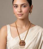 Gold plated darbar heritage haar necklace set