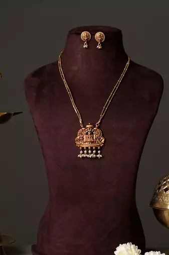 Gold plated darbar heritage haar necklace set