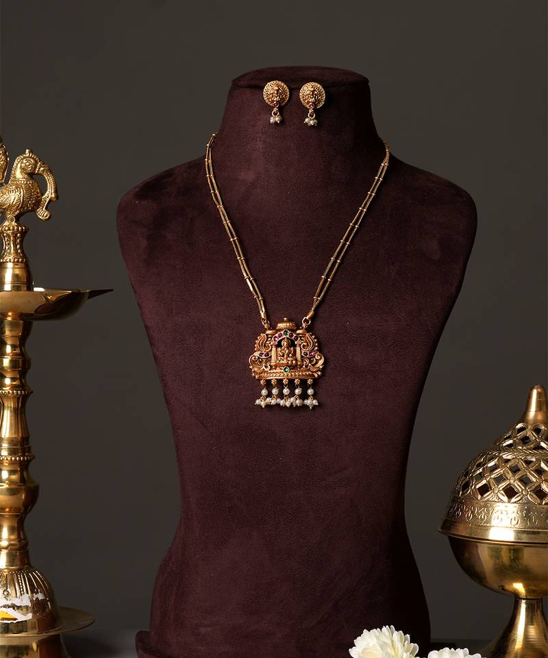 Gold plated darbar heritage haar necklace set