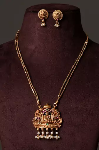 Gold plated darbar heritage haar necklace set