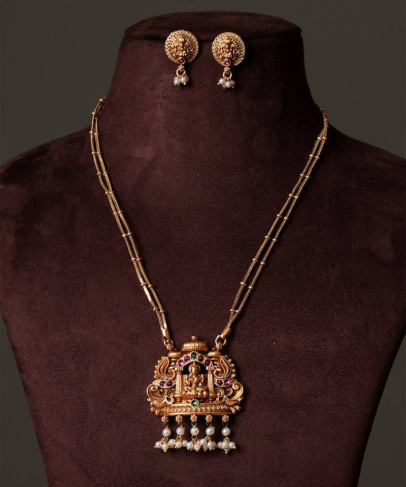 Gold plated darbar heritage haar necklace set
