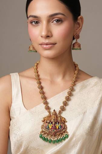 Gold plated multicolor heritage haar necklace set