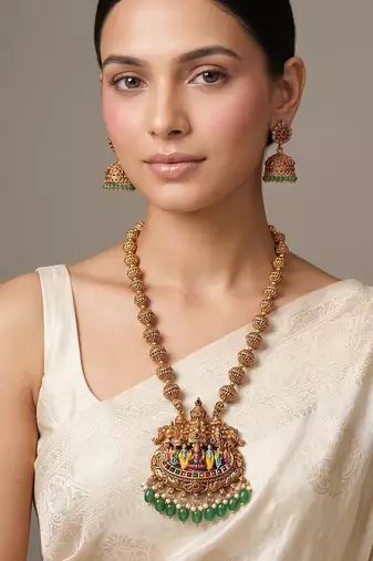 Gold plated multicolor heritage haar necklace set