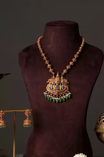 Gold plated multicolor heritage haar necklace set