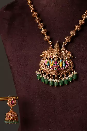 Gold plated multicolor heritage haar necklace set