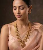 Gold plated royal nakshi temple chain necklace set